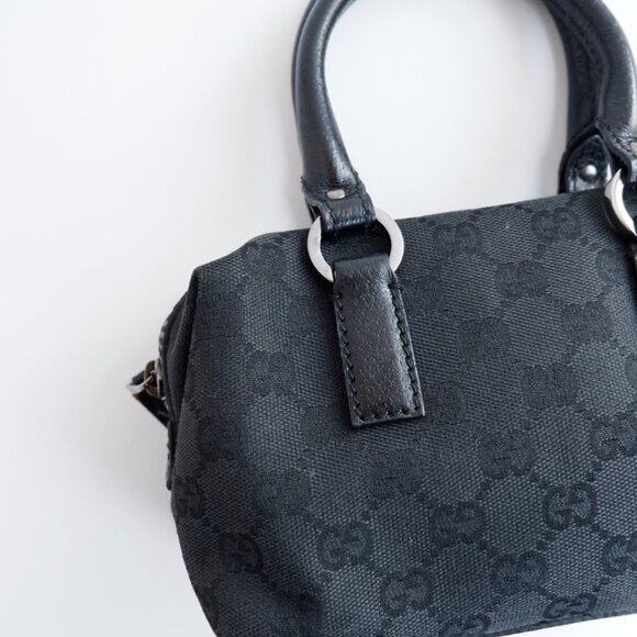 Authentic Preowned Gucci Black GG Canvas Mini Boston Bag - Picture 3 of 16